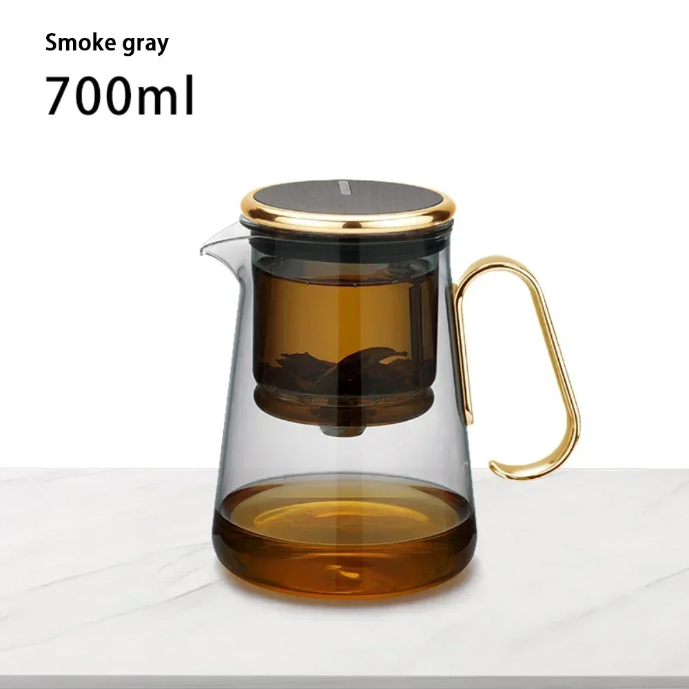 Glass Teapot with Removable Strainer for Bonston, 700ml Integrated Teapot Stove, One-click Filter Tea, Home, Camping, Gifts