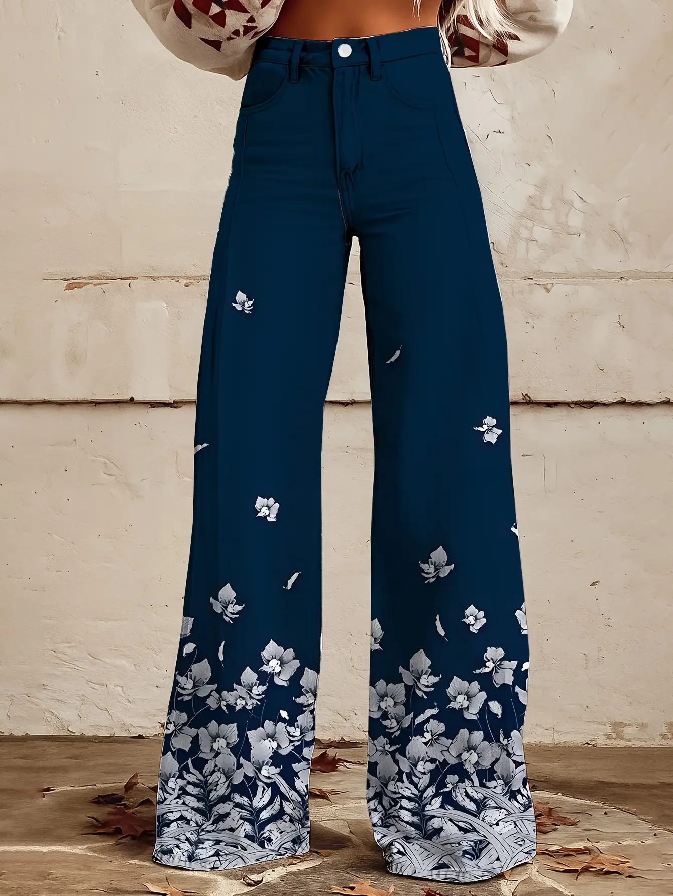 2026 Ladies' casual jeans with colorful western prints and Fun patterns such as popcorn, fox, scarf, etc