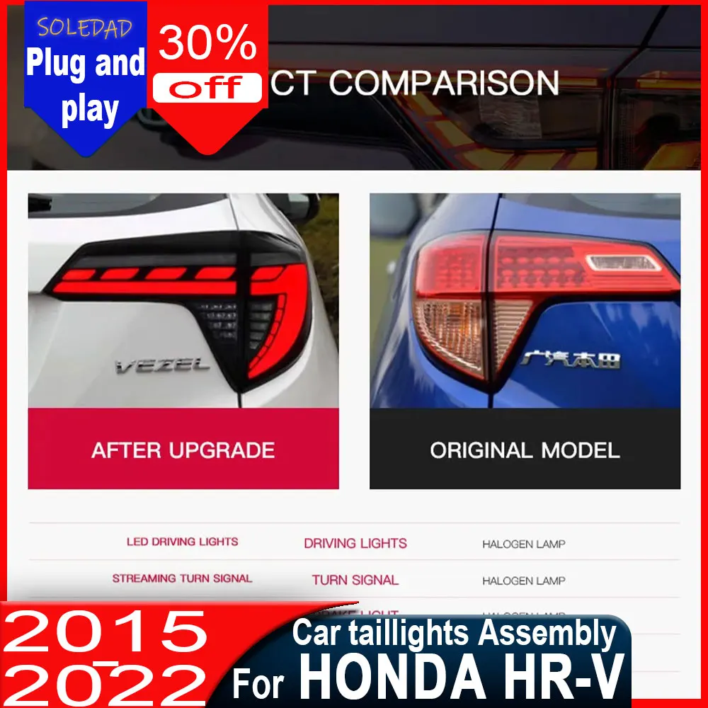 

Car Tail Lights for Honda Vezel HR-V XR-V 2015-2022 Taillights LED Daytime Running Lights Dynamic Turn Signal Rear Lamps