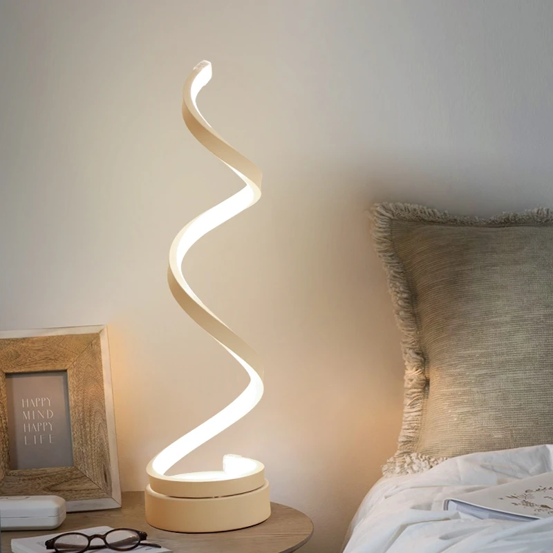 

Spiral LED Table Lamp Bedroom Bedside Lamp Small Night Light for Home Study Decor Desk lamp EU/US/AU/UK plug