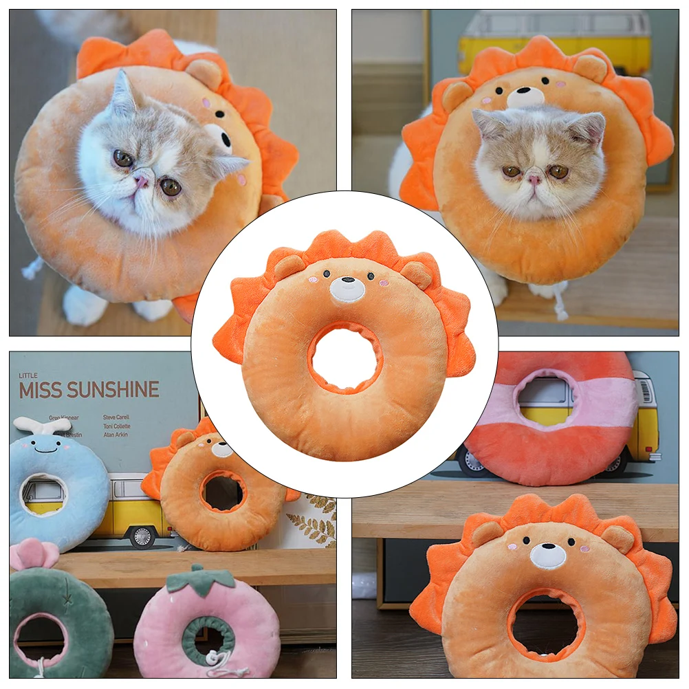 

1pc Cat Headgear Collar Kitten Recovery Neck Circle Indoor Pet Orange Polyester Light Comfortable Breathable Adjustable Unique