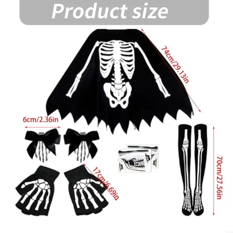 Kit Squelette – Cape, Gants et Barrettes – photo 6