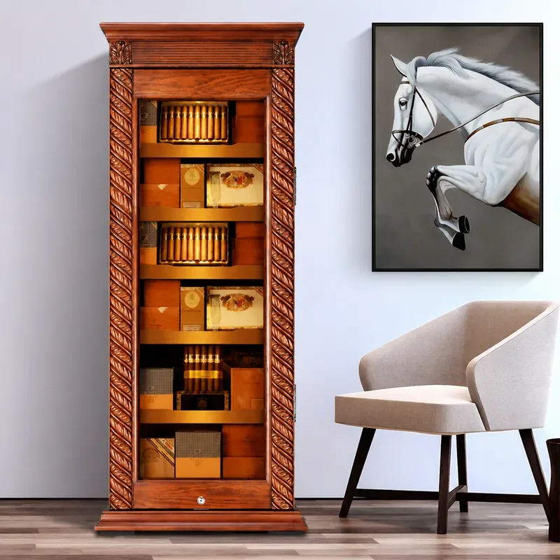 CL 370C Solid Wood Cigar Cabinet Constant Temperature Humidity Intelligent Humidor Box Storage Case