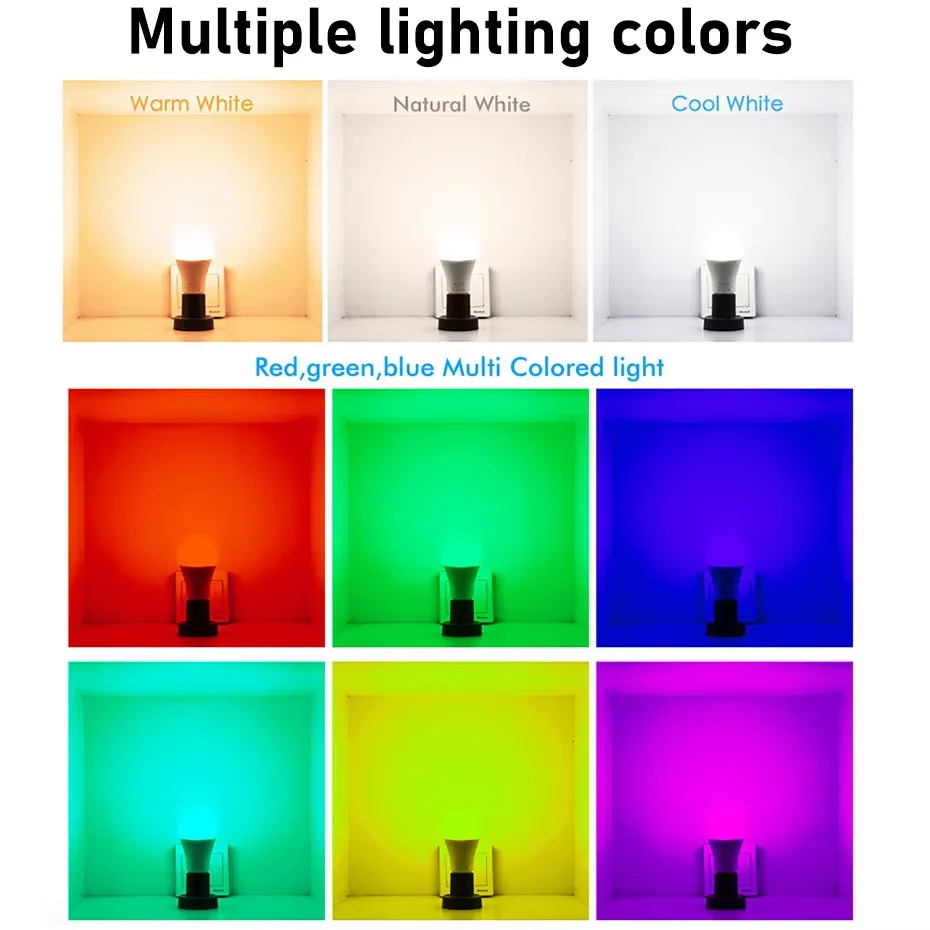 Smart Zigbee LED Light Bulb E27 B22 15W RGBW Color Changing Dimmable Compatible with Alexa Google Home Voice Control 110V/220V