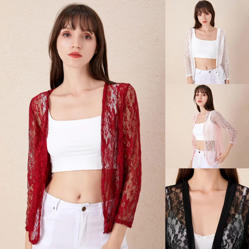 Women Blous Summer Kimono Tops Fashion Woman Blouses White Lace Blouse Shirt Long Sleeve Women Shirts Blusas Femininas