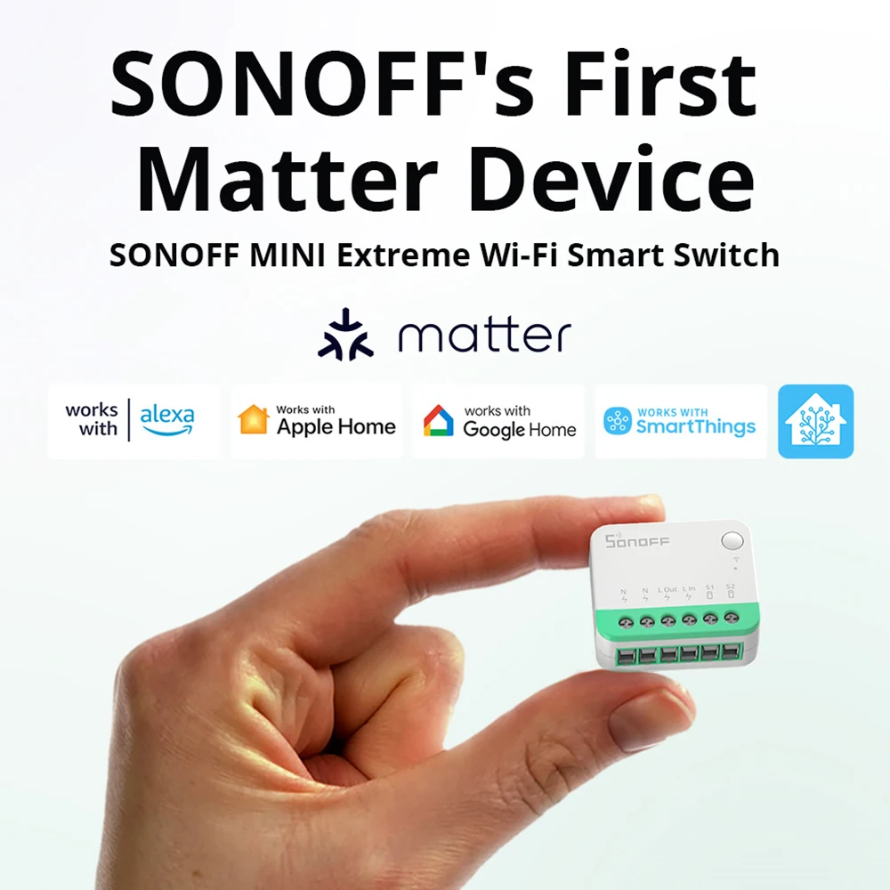 SONOFF MINIR4M Smart Switch Extreme Wi-Fi Smart Switches Universal Smart Home Matter Device Works With Alexa Google Assistant