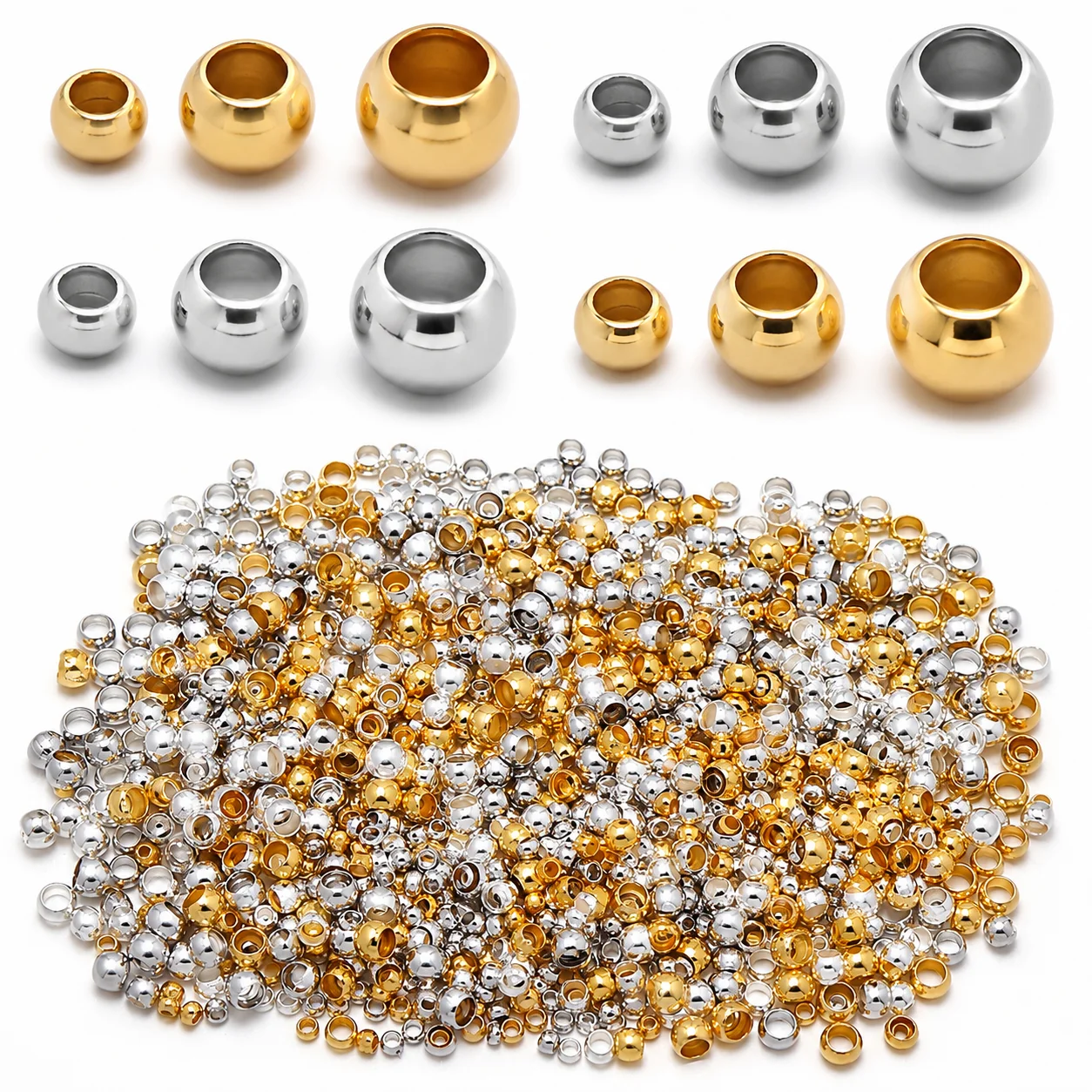 200-300pcs/lot Copper Plated Gold Stopper Spacer Beads Metal Positioning Beads for DIY Bracelet Necklace Jewelry Making Findings