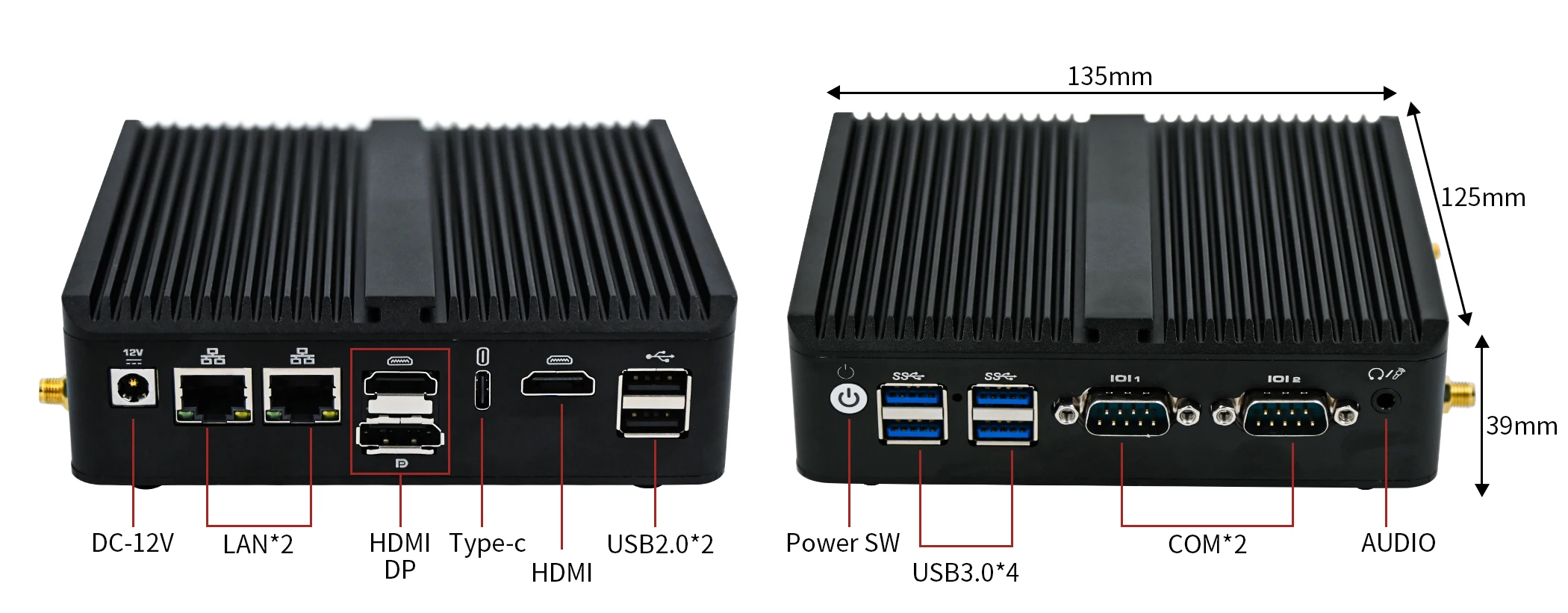 شاشة N-100 N200 DP Type-c RS232COM N100 Mini BOX PC #5