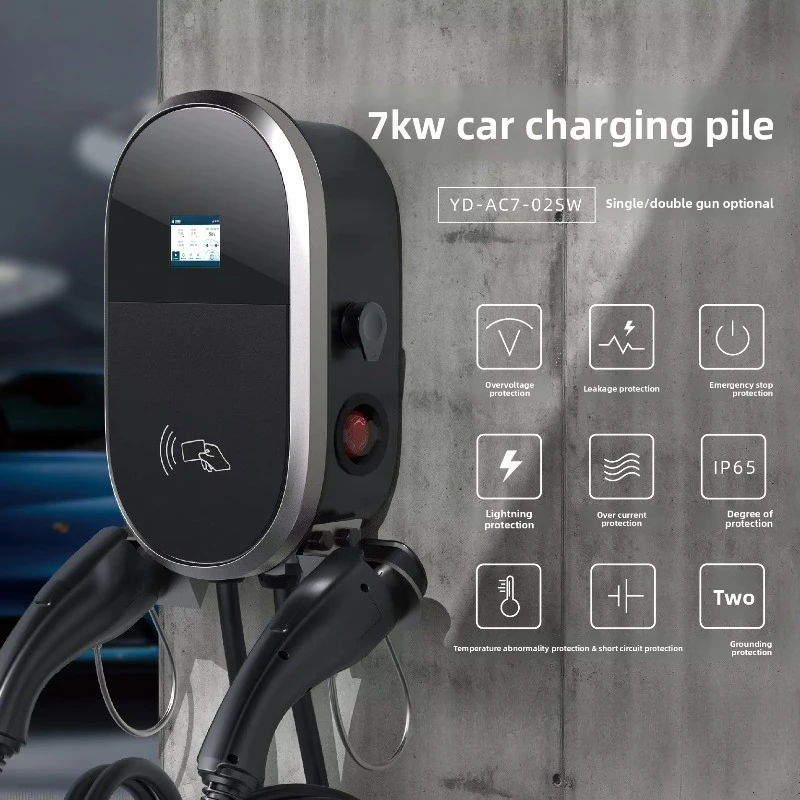 New Energy Electric Vehicle Charging Pile 7Kw Single/Dual  Temperature Sensing Dual Control Scan Code Swipe