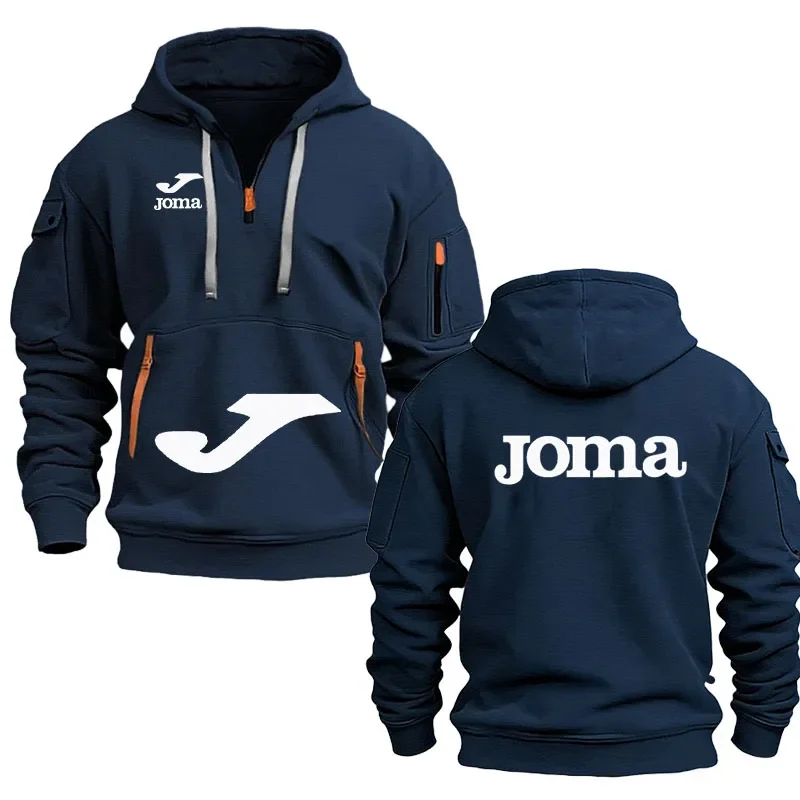 

Joma Printed Men's Casual Sports Hooded Sweatshirt Spring/Autumn Fashion Casual Large with Half-Zip Collar Men's Clothing
