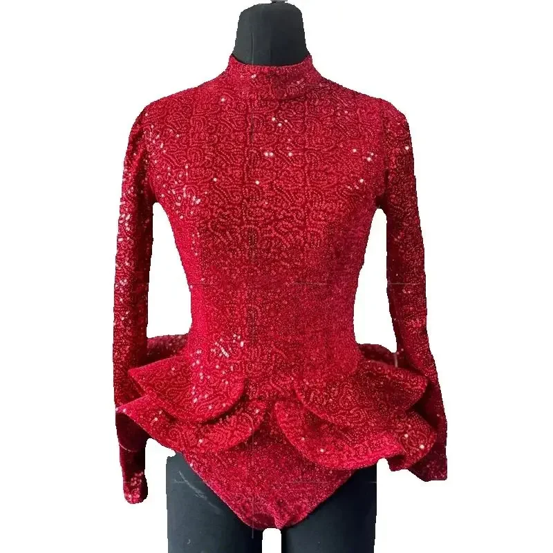 Бар, ночной клуб Dj Ds, сценический костюм для рейва, женский боди с красными блестками, головные уборы, танцевальный костюм Gogo, одежда для танцев на пилоне, фестивальная одежда