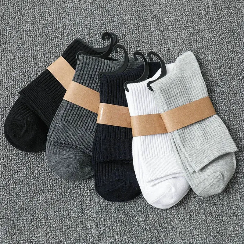 Chaussettes en coton à rayures solides pour hommes, confortables, non-ald, décontractées, haute qualité, respirantes, bateau, nouvelle mode, 5/10 paires