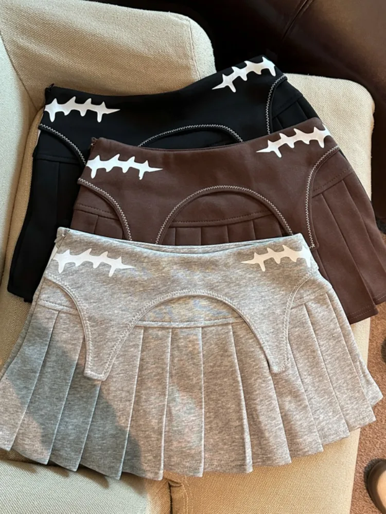 American Style A-Line Pleated  Skirt Pure Desire Design Low Waist Loose Slimming Spring Summer New Arrival Half-length Skirt