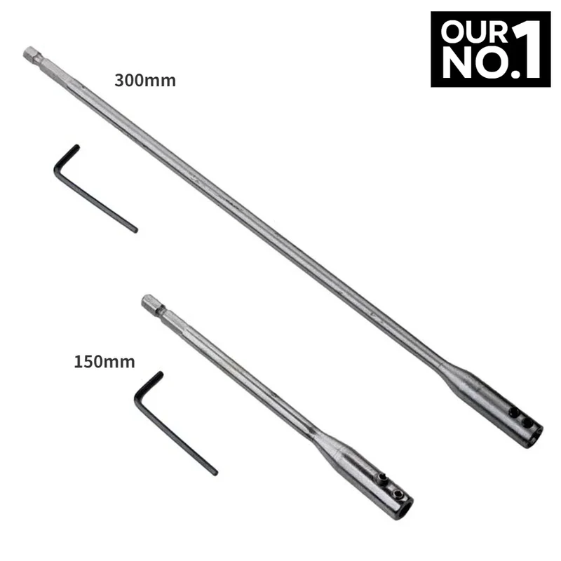 150/300mm Hex Shank Extension Rod, Alloy Steel Quick Release Drill Bit Extender