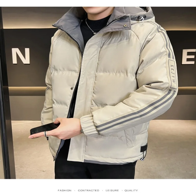 Cappotto in cotone di grandi dimensioni, autunno e inverno con cappuccio, caldo e resistente al freddo, cappotto in cotone di velluto granulare, abbigliamento invernale da uomo, co