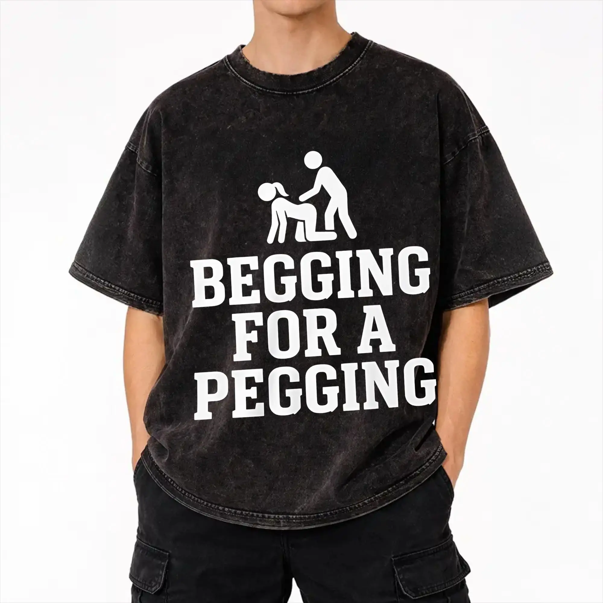 Summer Begging For A Pegging - Sarcastic Humour Washed Shirt Apparel Oversize T-Shirts  for Men Women Tees
