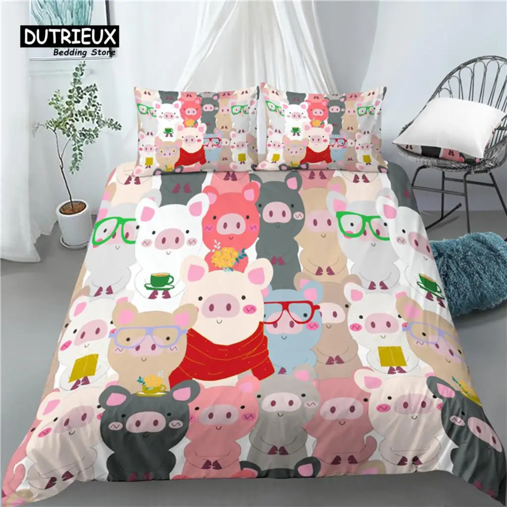 

Home Living Luxury 3D Cartoon Pig Print 2/3Pcs Comfortable Duvet Cover PillowCase Bedding Set Queen and King AU/EU/US Size