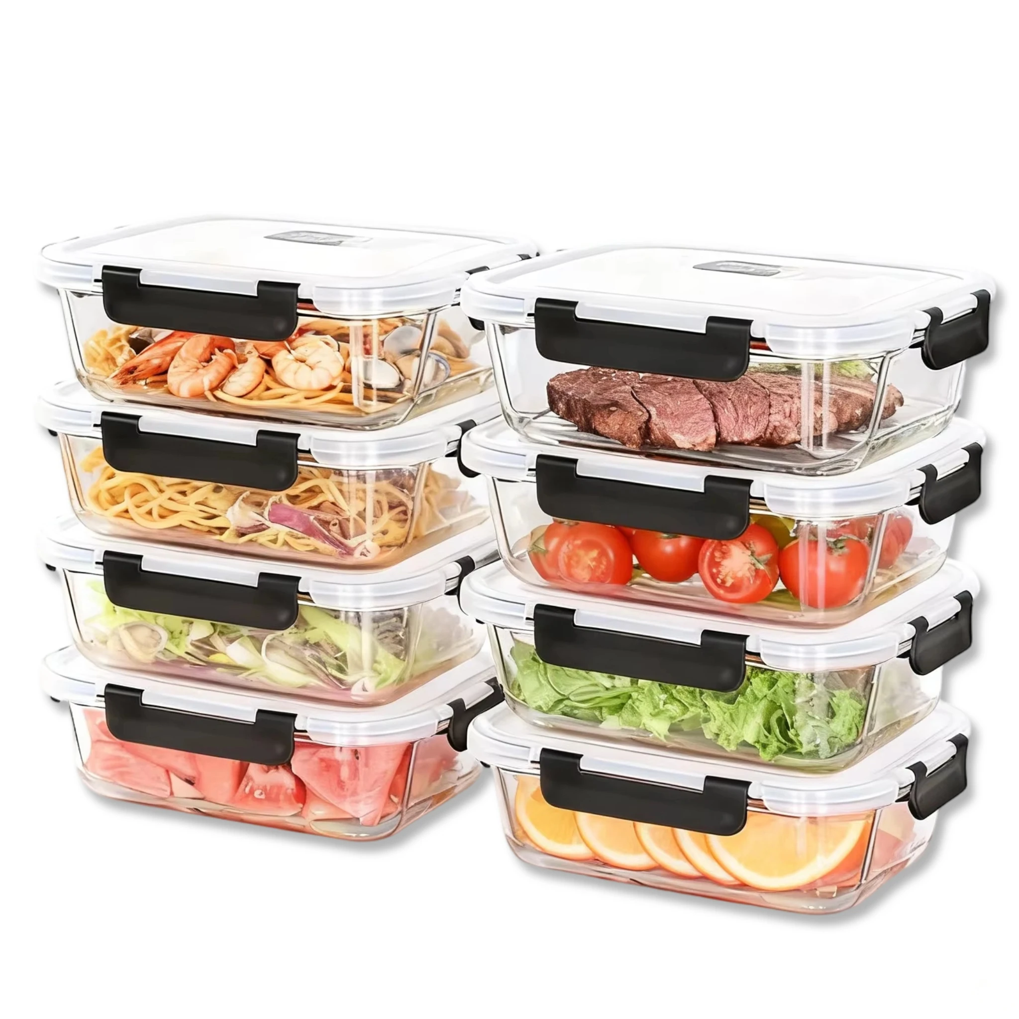 SAEIV Glass Containers with Lids 640/1520ml Borosilicate Rectangular Meal Prep Containers Airtight Leakproof Food Storage Containers Stackable Reusable for Microwave Oven Freezer Fridge Kitchen Food image 3