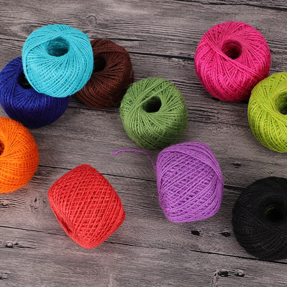 

10PCS Colorful Jute Twine Natural Rope for DIY Crafts Decorative Wedding Projects Strong Tying Wrapping Gifts Retro