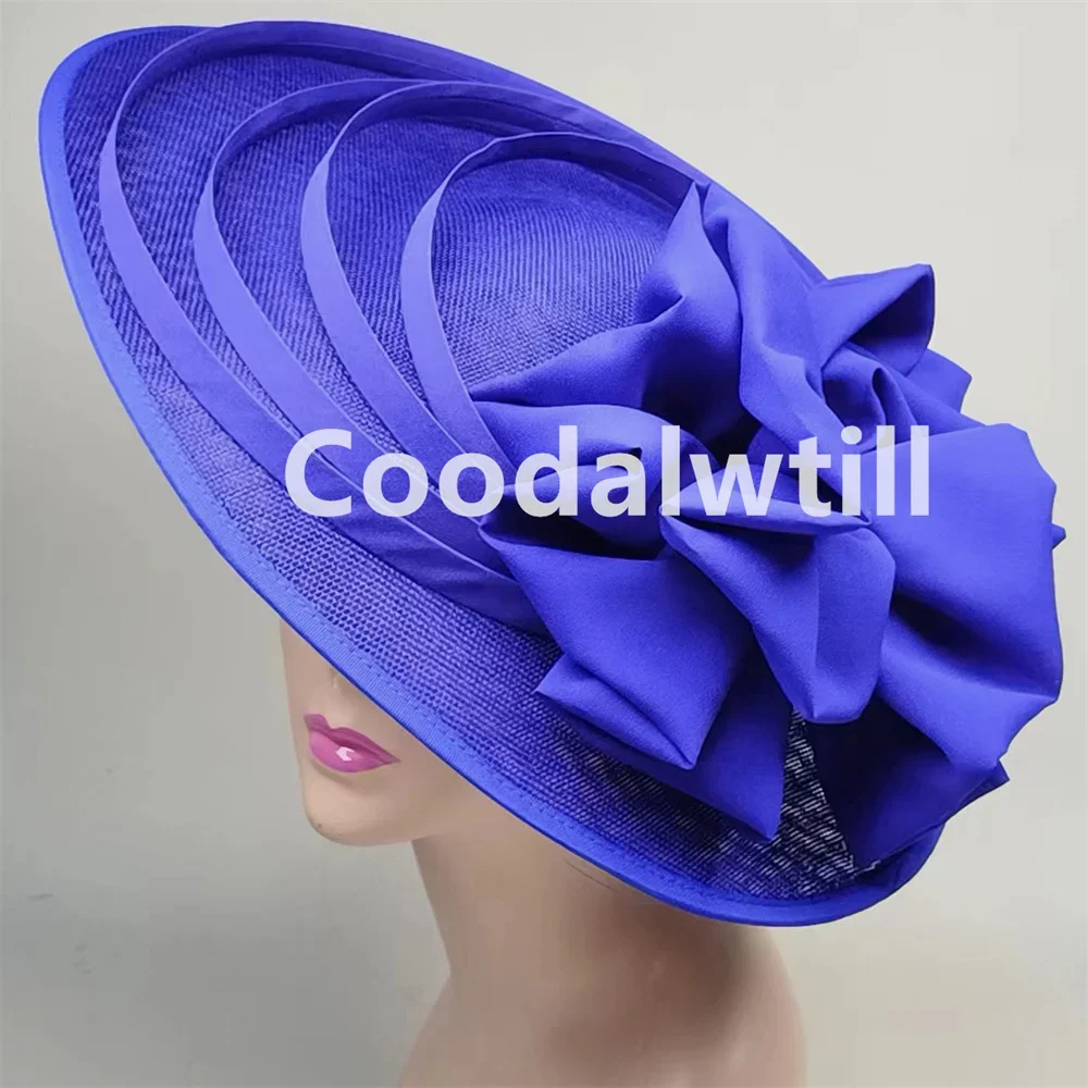 Kobiety kościół ślub duży kapelusz z fascynatorem moda duży kwiat nakrycie głowy Fascinator panie elegancka impreza Royal Ascot Millinery Cap