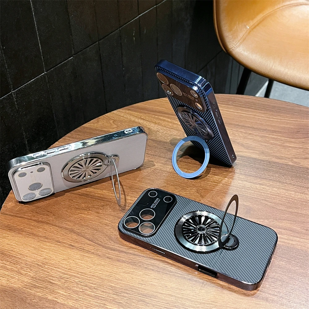 حافظة مغناطيسية بنمط ألياف الكربون لهاتف آيفون 17 16 15 14 13 12 Pro Max لهاتف Magsafe غطاء مقاوم للصدمات