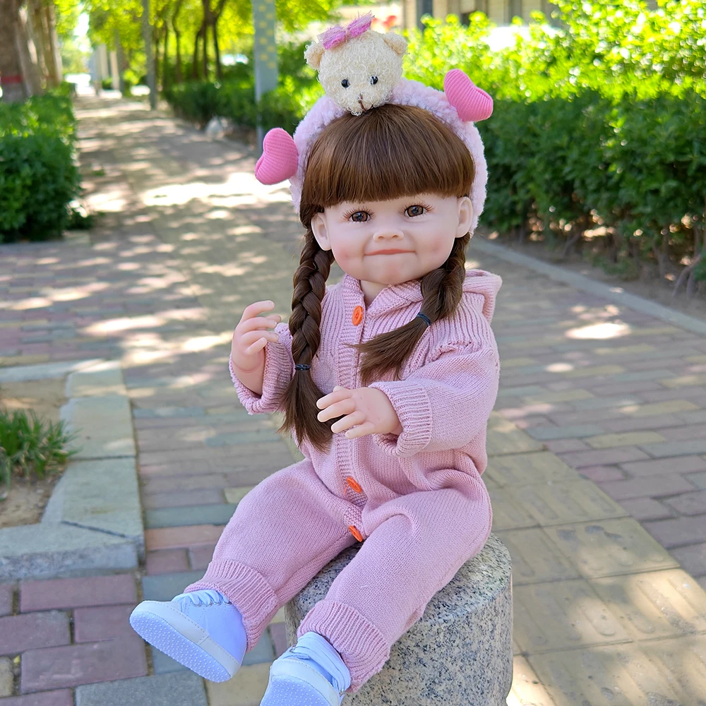 

22Inch 55cm Lifelike Baby Dolls Reborn Girl Dolls with Full Vinyl Body Smiling Doll Toy for Kids for Collection