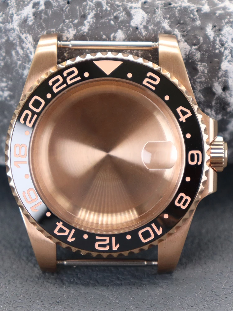 Rose Gold 40mm Watch Case 316L stainless Steel For Seiko nh35 nh34 NH36 NH38 Eta 2824 Miyota 8215 Movement 28.5mm GMT-MASTER