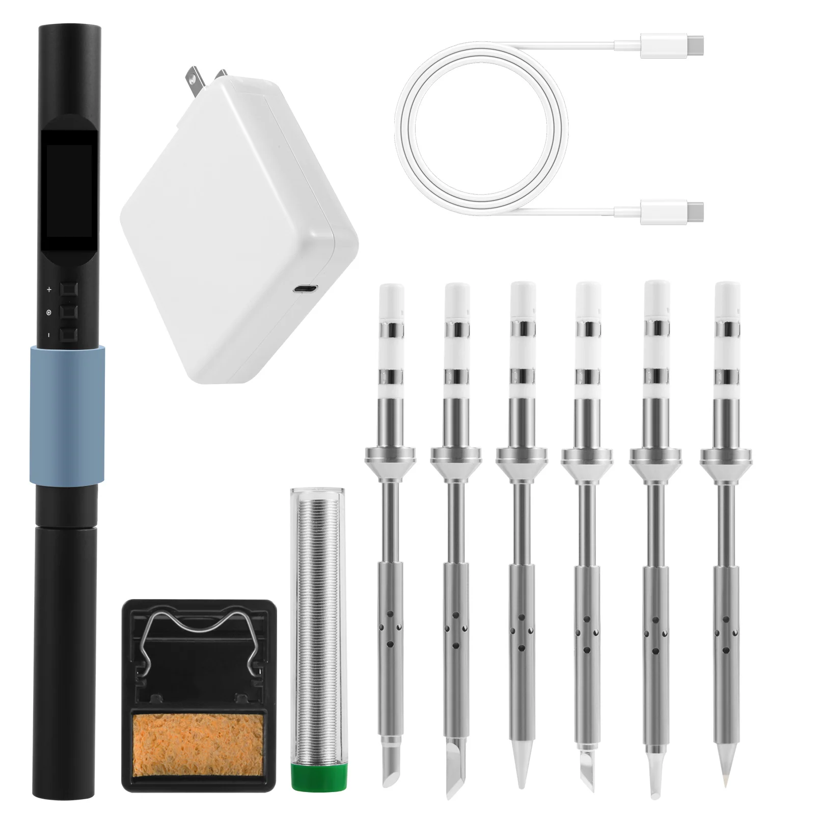 PTS200 Smart Mini Portable Soldering Iron Kit Welding Tool 100W Electronic Soldering Iron With Type-C Charger Solder Wire & Tips