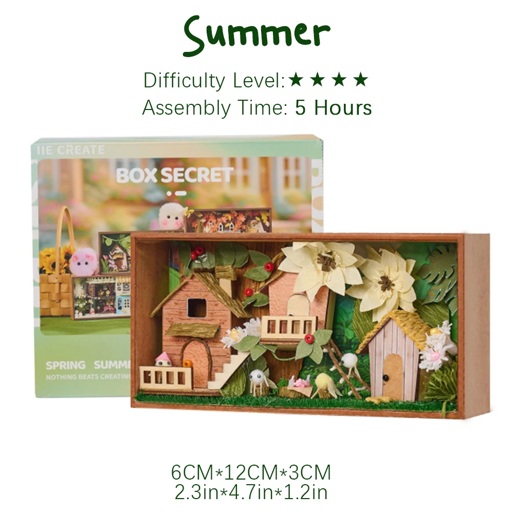 木製パズル ミニチュアハウスキット DIY ハウスコーナー 季節 春 冬 クラフトキット 大人用 誕生日 女性用 木製モデル