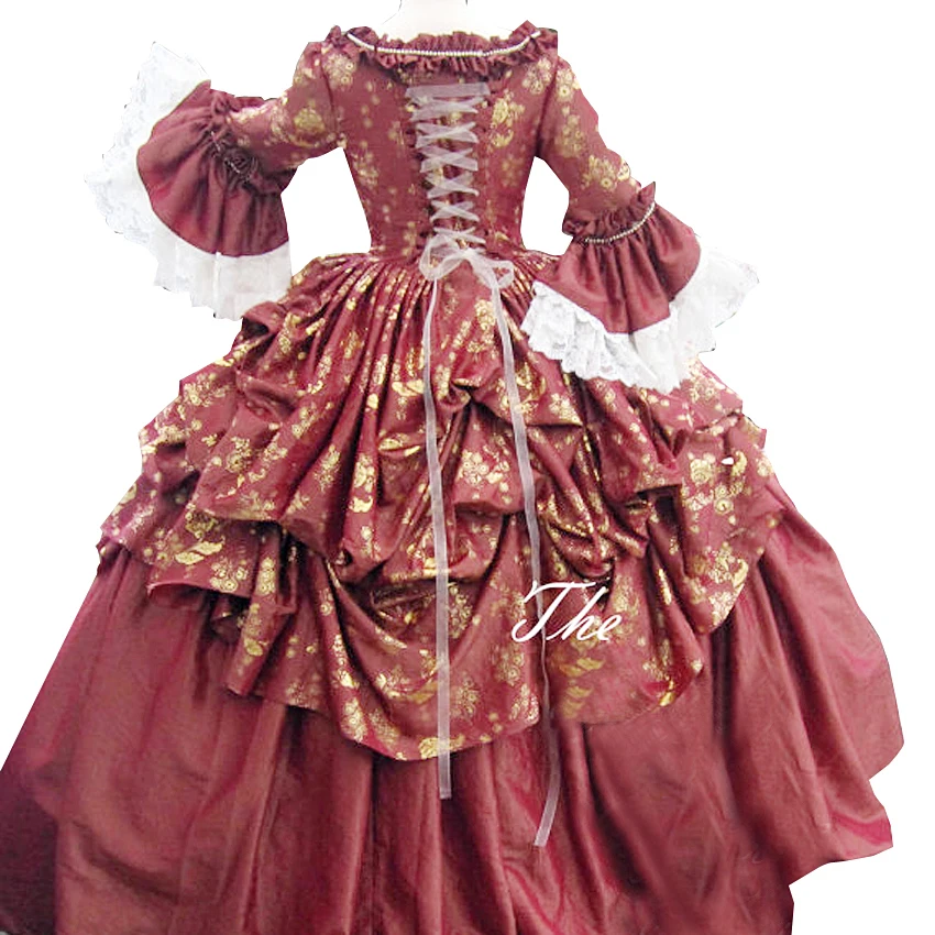 Georgian Satin Marie Antoinette Ball Gown Adult Victorian Party Dress for women