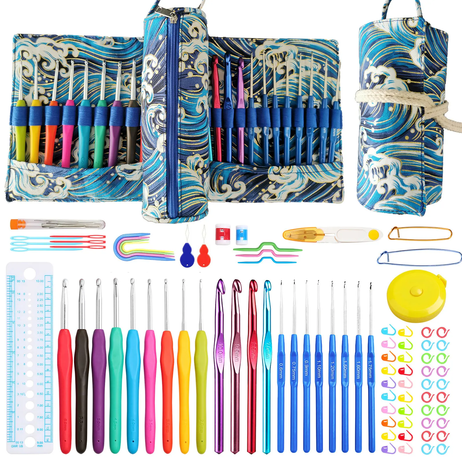 

Aluminum Crochet Needles Set Ergonomic Crochet Needles With Detachable Storage Bag DIY Yarn Knitting Sewing Tool Accessories