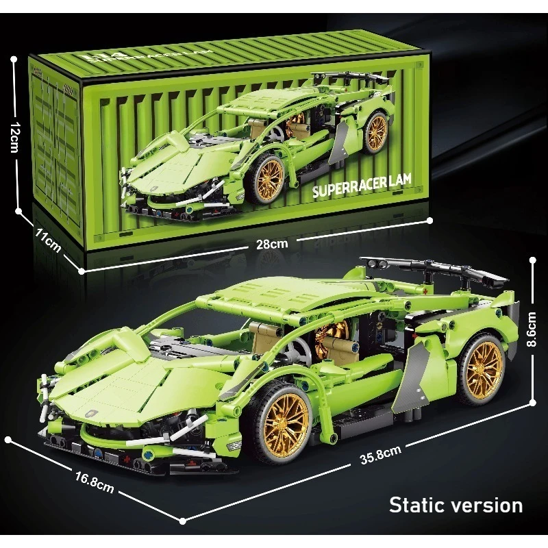 Technologie Racewagen Blok Model 1280PCS + 1:14 Motion Speed Auto Model Mechanische Super Blok Montage Speelgoed Kinderen volwassen Geschenken