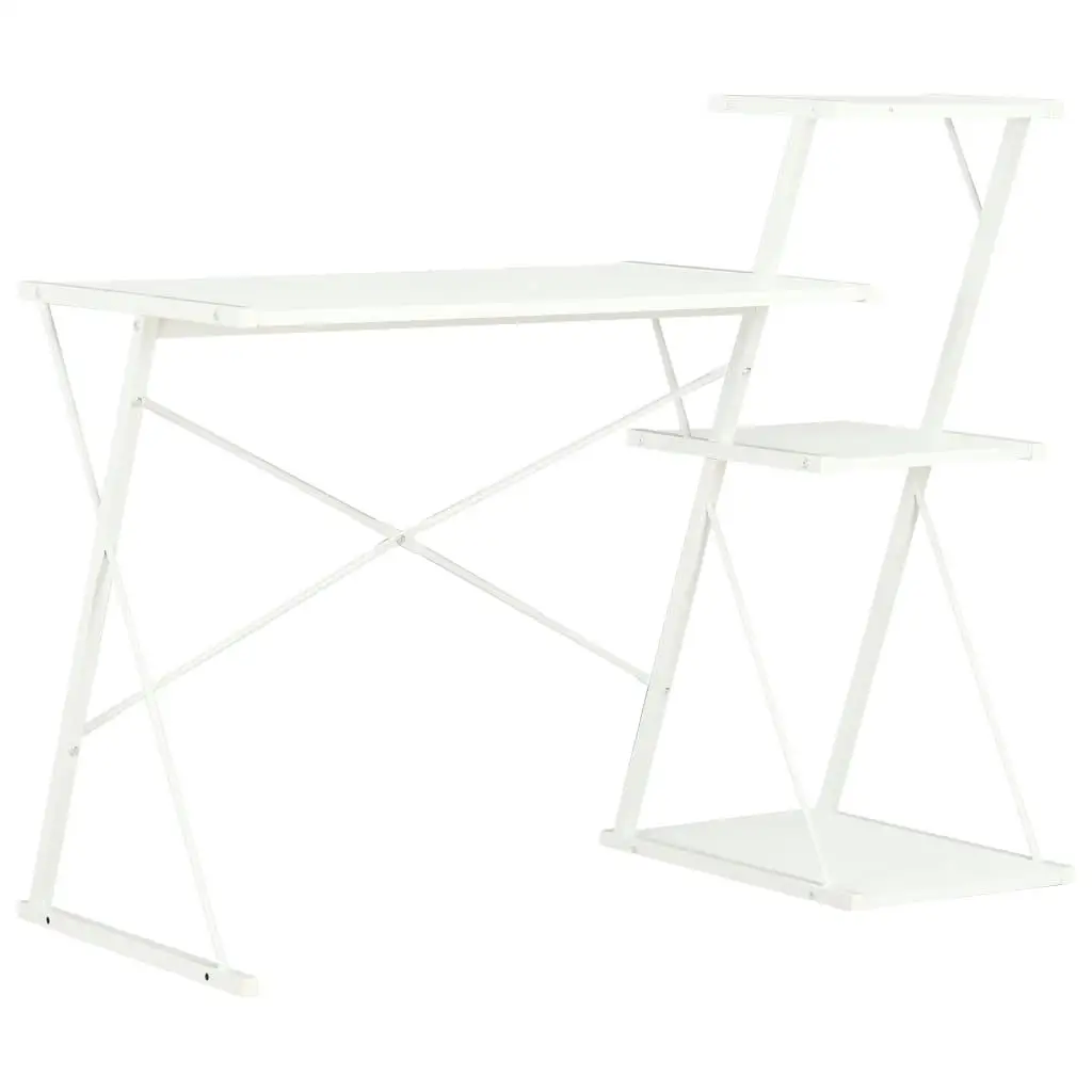 Modern White Desk with Shelf - 116x50x93 cm Stylish Workspace Furniture