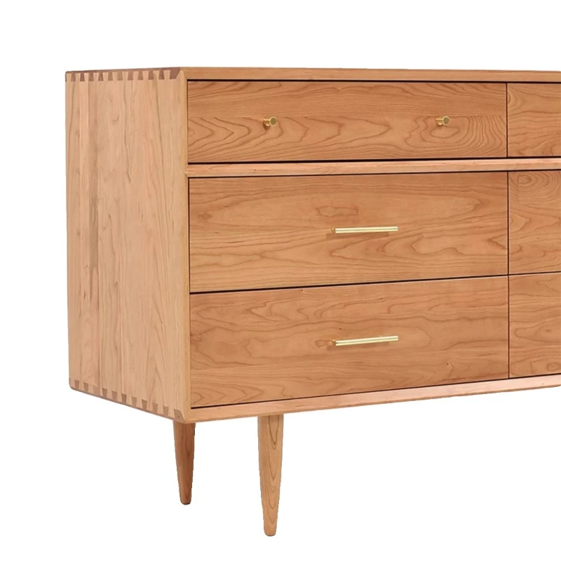 

Nordic expression solid wood nine chest cabinet Japanese retro simple cherry wood oak storage side cabinet all solid wood