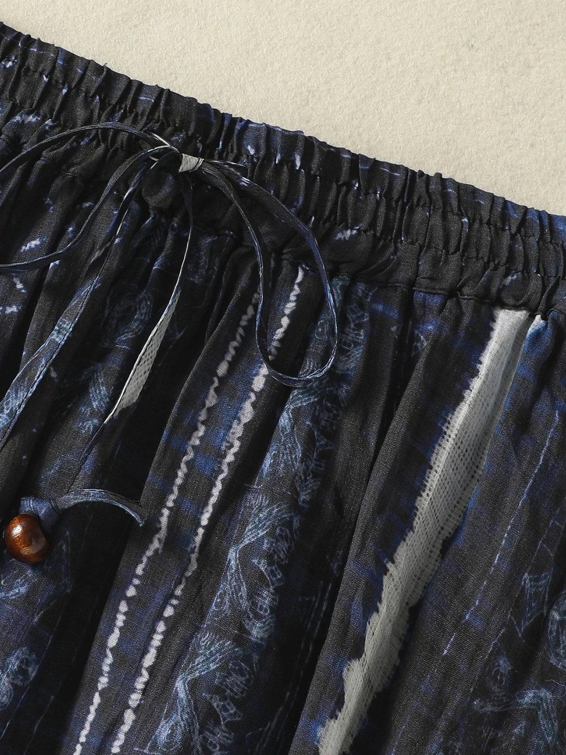 الرجعية التعادل صبغ مخطط الكتان f تنورة المرأة الصيف العرقية عالية الخصر ثنيات التخسيس ألف خط القطن الكتان تنورة #4