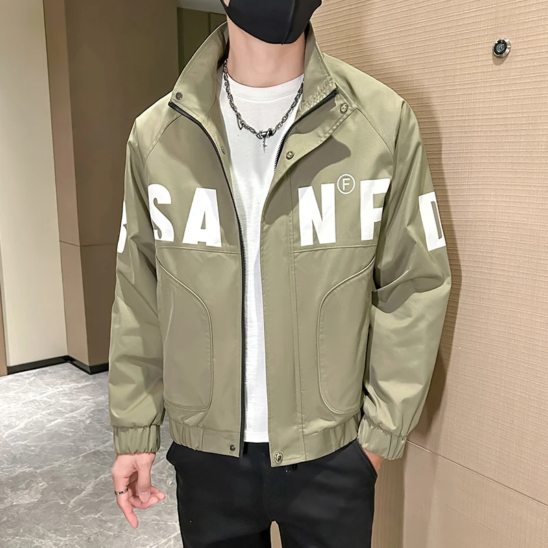 

2025 модная куртка-карго с буквенным принтом для мальчиков-подростков, молодежная модная весенне-осенняя повседневная куртка с карманами, удобная одежда