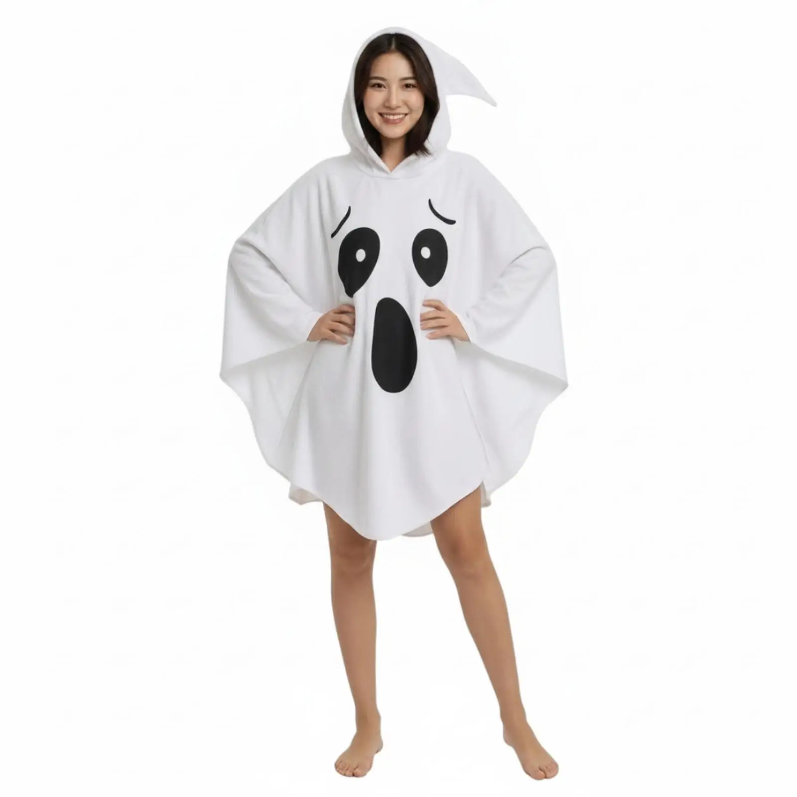 Poncho White Costume Spooky Halloween Poncho for Adults, Women, Cosplay, Photo Shoots