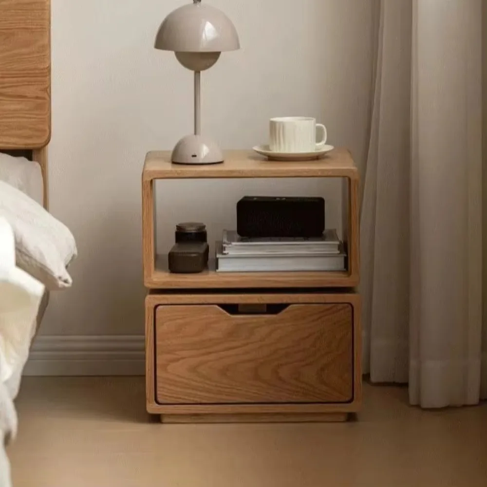 All-solid Cherry Wood Modern Rotating Nightstand & Sofa Side Cabinet for Apartment Bedroom Living Room Home Furniture Storage