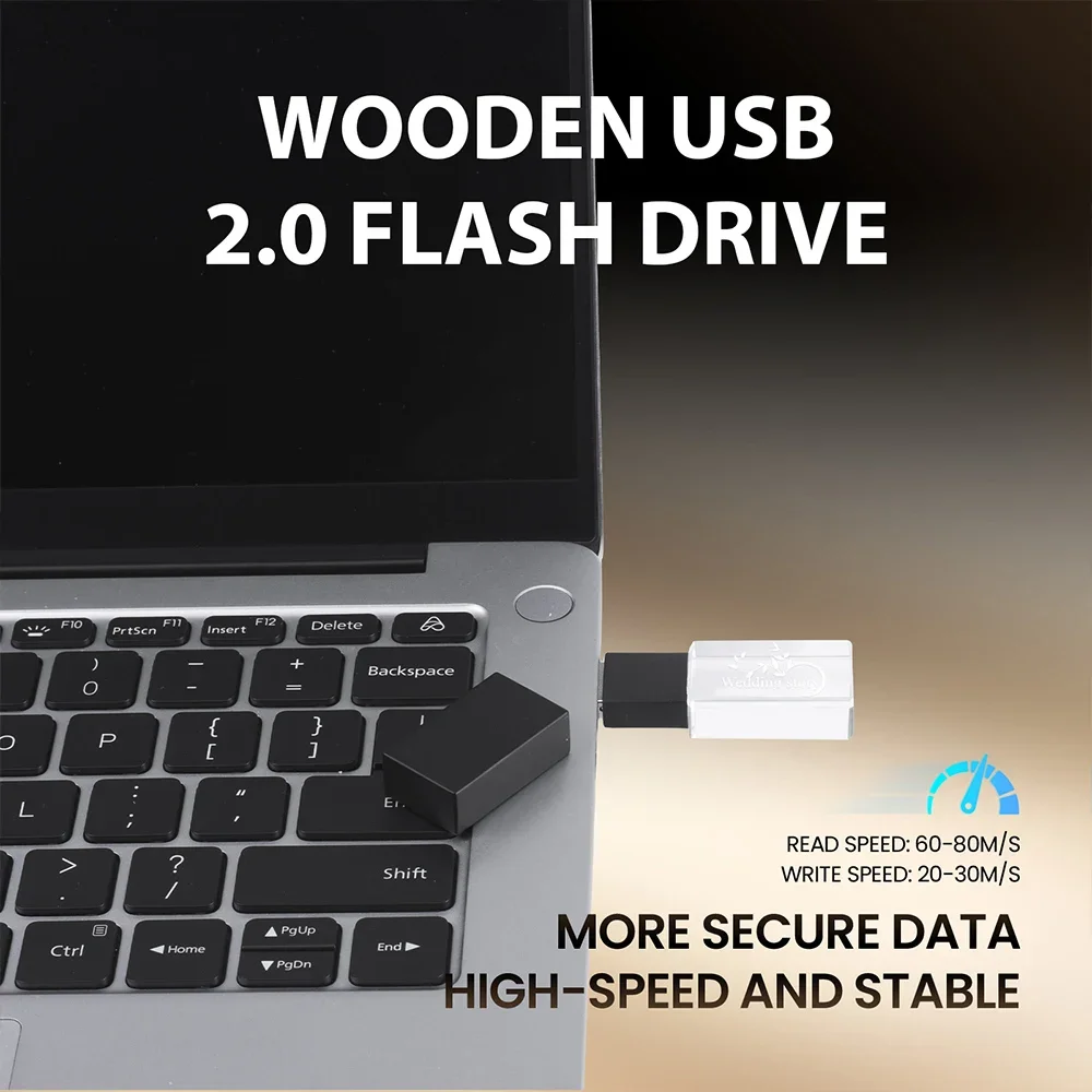 Бесплатный индивидуальный логотип Crystal USB флэш-накопитель 64 ГБ 32 ГБ высокоскоростной флэш-накопитель 64 ГБ для фотостудии 32 ГБ свадебный подарок