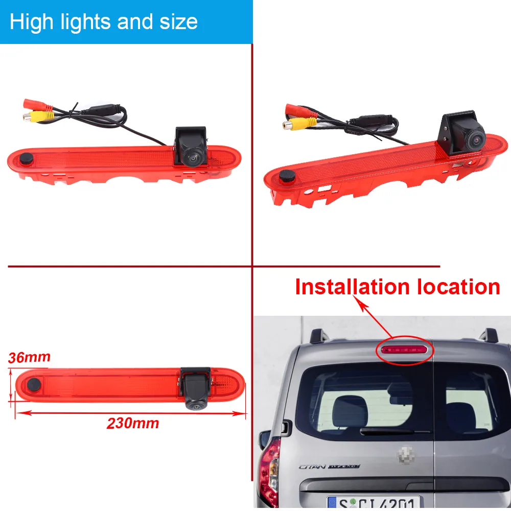 HD 7 cal monitor + widok z tyłu kamery dla Renault Kangoo lI Mercedes Benz Citan tourer W415 Micro camper 2012-2021 światła hamowania