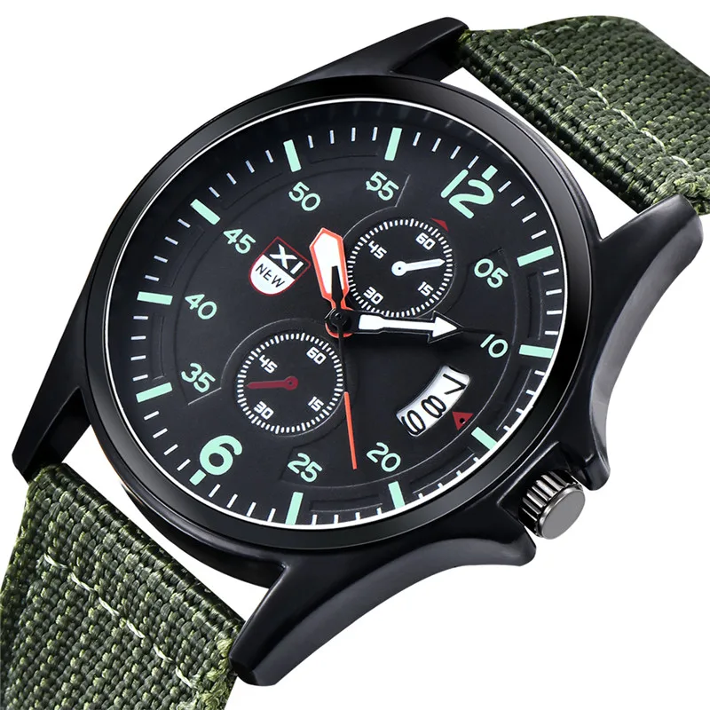 Montre Homme XINEW Brand Watches For Men Simple Nylon Band Calendar Quartz Vintage Watch Black Erkek Barato Saat Reloj Hombre