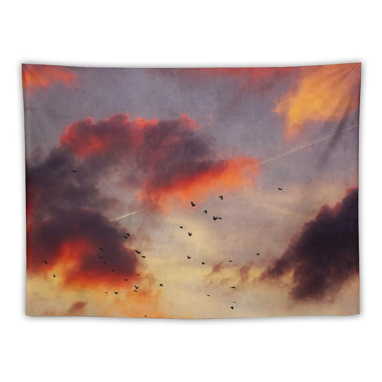 

evening clouds and birds Tapestry Aesthetic Home Decor Wall Art Tapestry