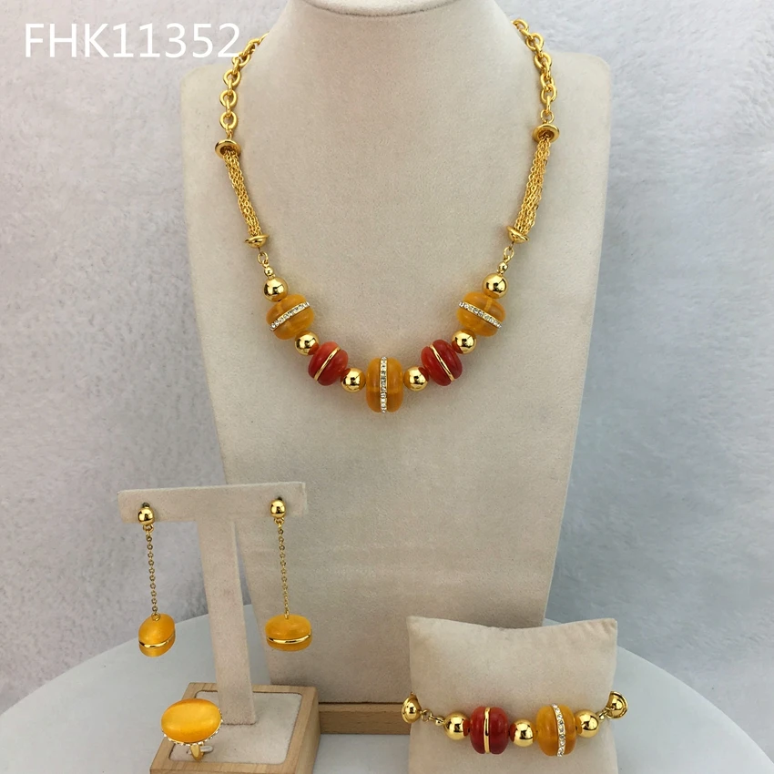 

Luxury Dubai Fine Jewelry Sets High Quality Necklace for Women Party Anniversary and Engagement FHK11352