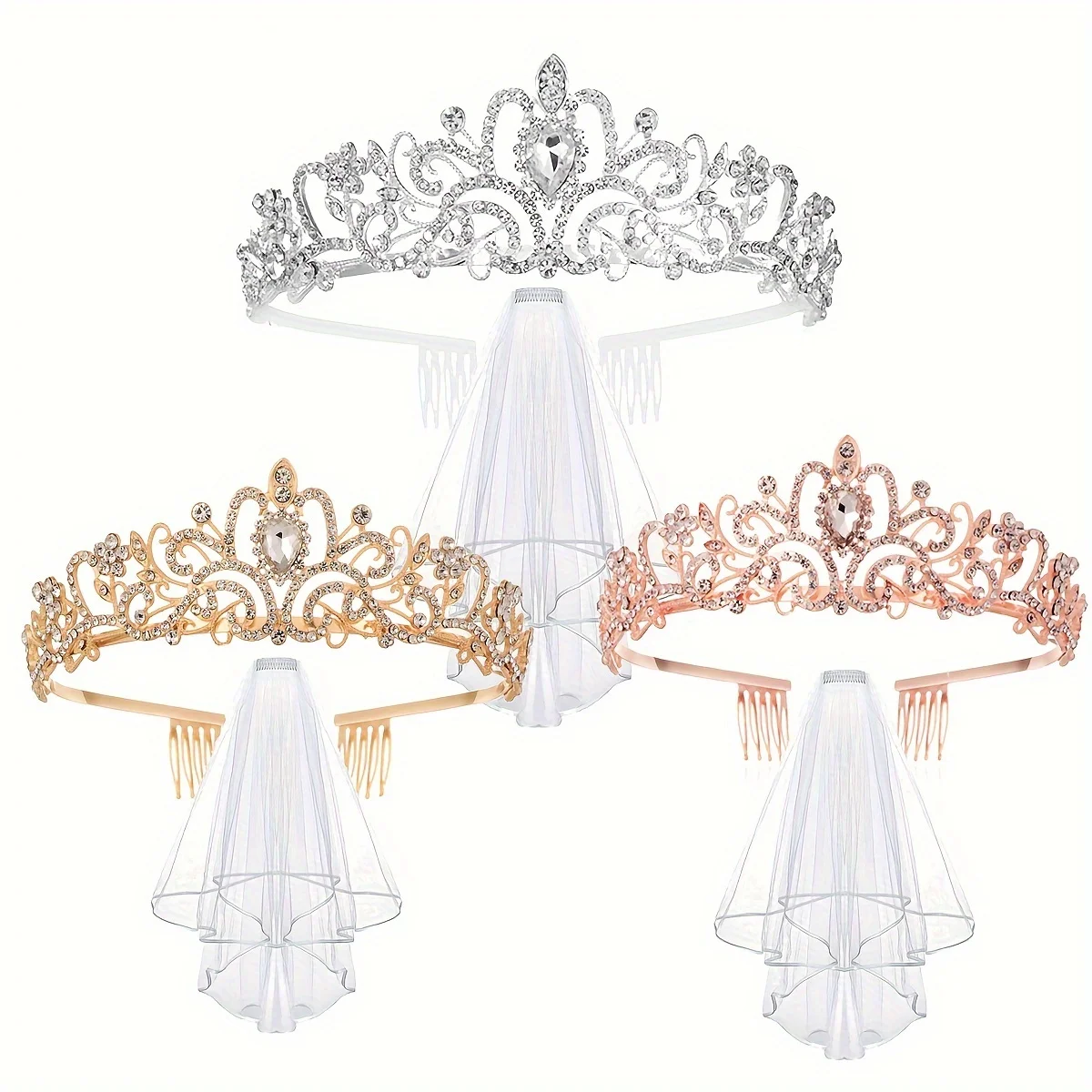 

Including Rhinestone Crown, Shoulder Strap Belt, and Head Veil, Baroque Style Bridal Wedding Dress Up Set with Princess Party Br