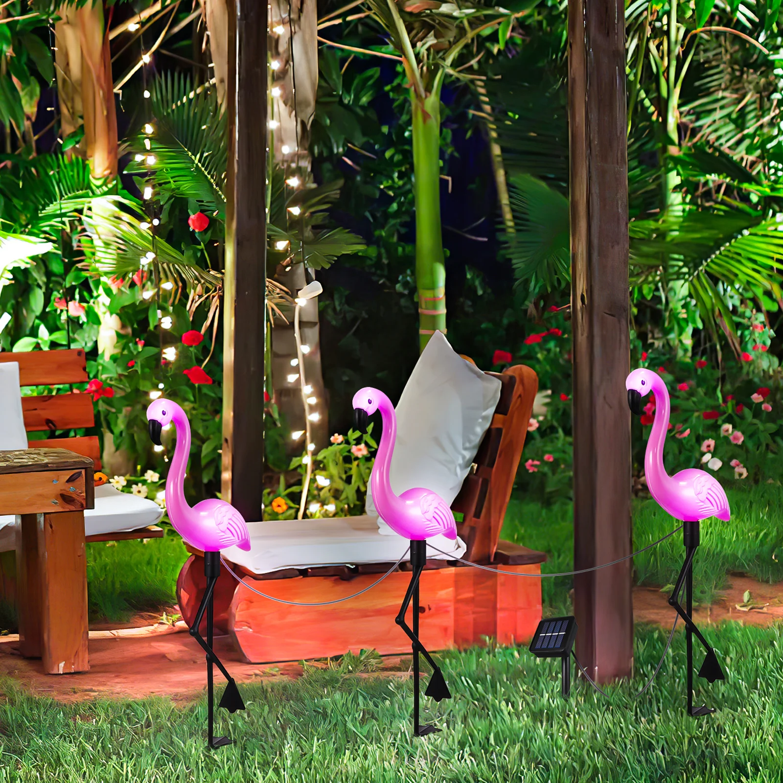 

Solar Flamingo Lights Pattern Garden Ground Spotlight Lawn LED Solar Powered Plastic Lens Light Effect Outdoor Lighting