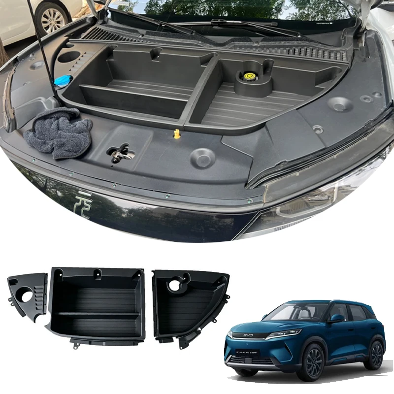 Car Frunk Storage Box for BYD Atto 2 Yuan Up S1 Pro EV 2024~202 Front Cabin Interior Organizer Tray Panel Baffle Box Accessorie