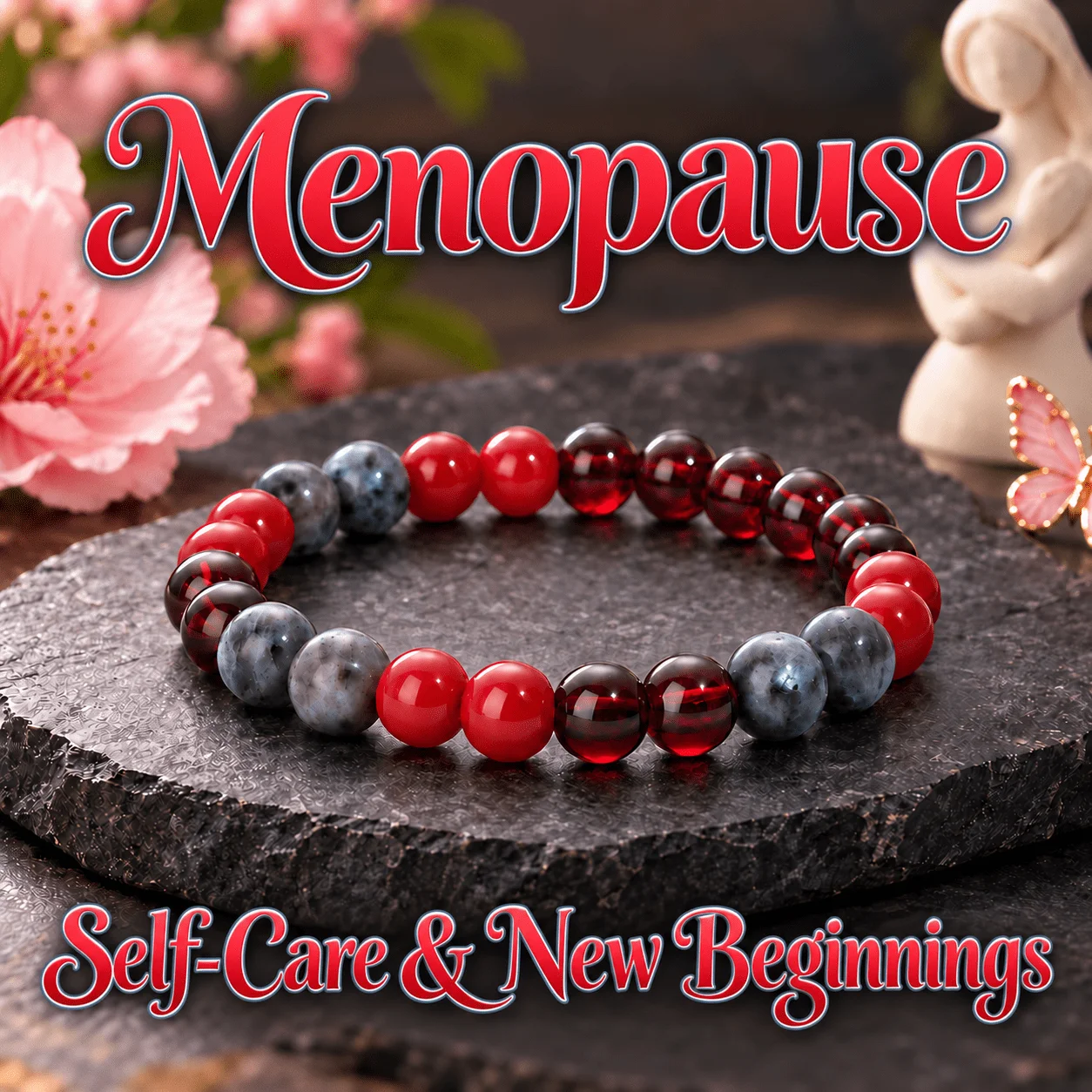 1pc Garnet red agate feldspar bead bracelet, symbolizing self-care and a new beginning, a ladies' elegant wrist jewelry item