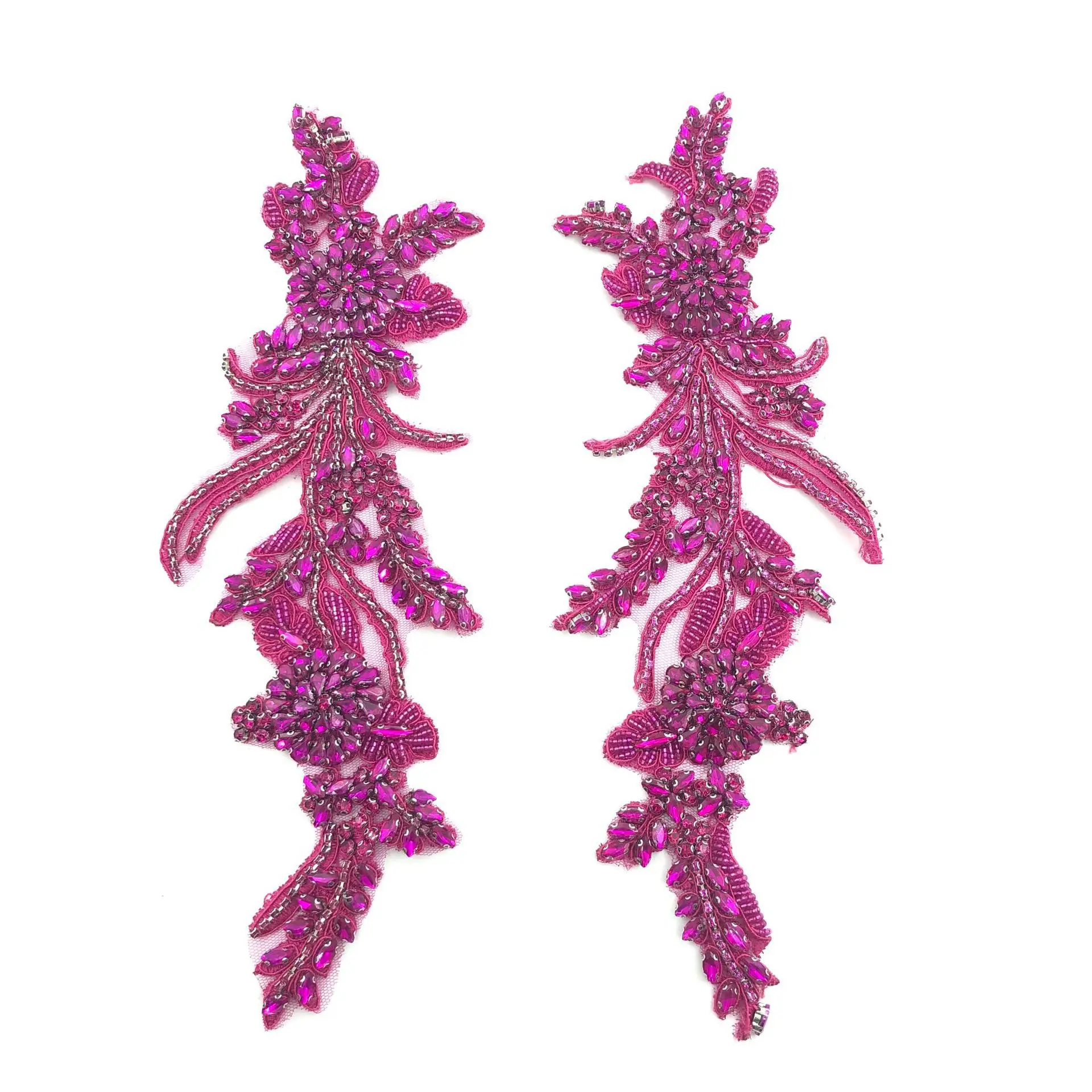 Heavy-duty Handcrafted Sewn Glass Rhinestones Appliqued Matching Formal Wear DIY Clothing Accessories Dress Fabric Material