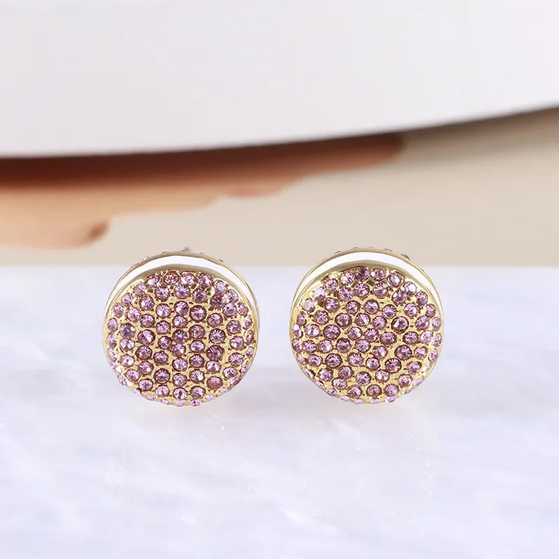 

KS Европейская и американская мода, простые круглые серьги-гвоздики в форме хлеба, инкрустированные цирконом, маленькие женские серьги-гвоздики