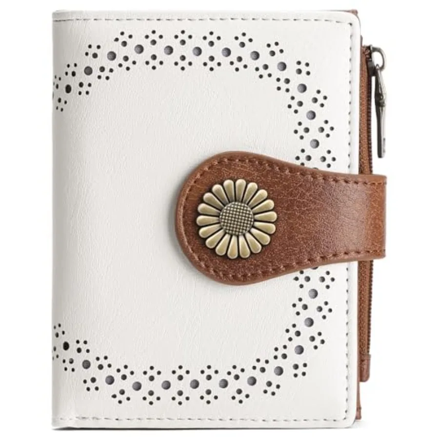 

Small Wallets for Women Bifold RFID Blocking Leather Card Holder Compact Wallet with Zipper Coin Pocket
